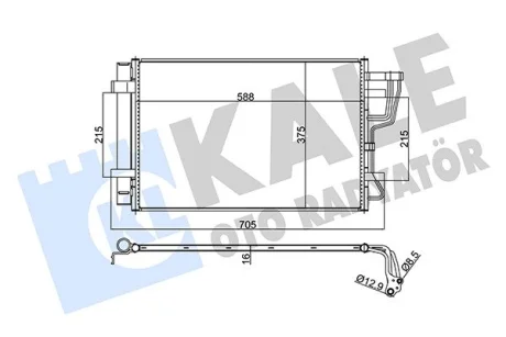 Радіатор кондиціонера Hyundai Elantra, i30/KIA Ceed (568X391X16) (06-12) 1.4, 1.6, 2.0 CVVT KALE OTO RADYATOR Kale oto radyator 379200