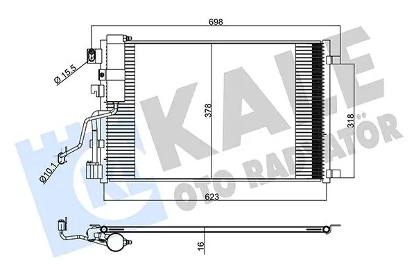 Радіатор кондиціонера Nissan Qashqai (07-) 1.5 dCi, 2.0 dCi KALE OTO RADYATOR Kale oto radyator 345260 (фото 1)