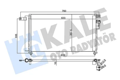 Радіатор кондиціонера KIA Rio II (05-) 1.4i, 1.6i KALE OTO RADYATOR Kale oto radyator 345235
