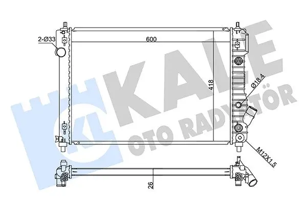 KALE CHEVROLET Радиатор охлаждения Aveo 1.4 08- Kale oto radyator 355100 (фото 1)