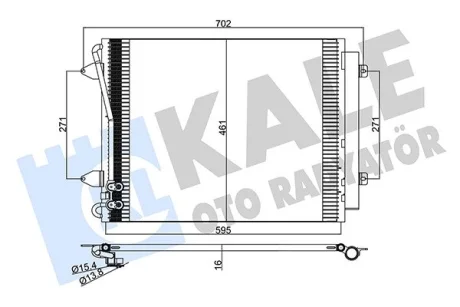 Радіатор кондиціонера VW Passat B6 (05-), Passat CC (07-) 1.4 TSi, 1.8 FSi, 2.0 FSi, 2.0 Tdi KALE OTO RADYATOR Kale oto radyator 376100