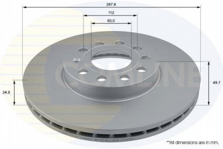 - Диск гальмівний вентильований з покриттям Comline ADC1455V