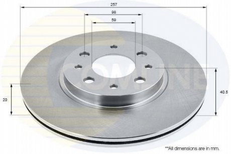 - Диск гальмівний вентильований з покриттям Comline ADC1803V
