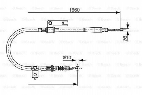 MAZDA Трос ручного тормоза зад. прав. 323 -04 BOSCH 1987482153