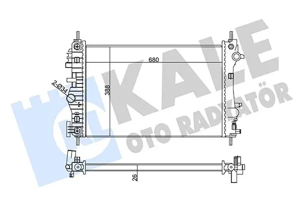 KALE OPEL Радиатор охлаждения Insignia 2.8i V6 08-,Chevrolet Malibu 2.4 Kale oto radyator 352300 (фото 1)