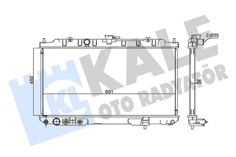 Радіатор охолодження двигуна (паяний) Nissan X-Trail (01-) 2.0i, 2.5i KALE OTO RADYATOR Kale oto radyator 348020