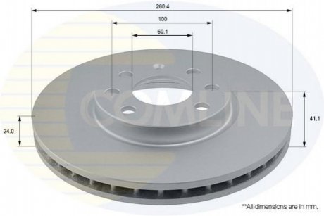 - Диск гальмівний вентильований з покриттям Comline ADC1112V