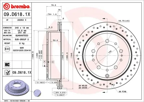 Гальмівний диск BREMBO 09.D618.1X