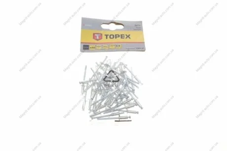 Алюмінієві заклепки 4.0 мм х 10 мм, 50 шт.*1 уп. (TOPEX) Topex 43E402