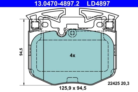 Гальмівні колодки передні (Ceramic) BMW 5 (G30, F90), 5 (G31), 6 GRAN TURISMO (G32), 7 (G11, G12), 8 (G15, F92), X3 (G01, F97), X4 (G02, F98), X5 (G05, F95) 1.6-3.0D 07.15- ATE 13.0470-4897.2