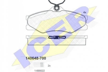 Комплект гальмівних колодок (дискових) ICER 140648-700