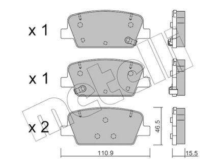 Комплект гальмівних колодок (дискових) Metelli 22-1283-0