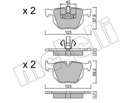 Комплект гальмівних колодок (дискових) Metelli 22-0643-0