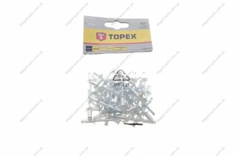 Алюмінієві заклепки 4.8 мм х 10 мм, 50 шт.*1 уп. (TOPEX) Topex 43E502