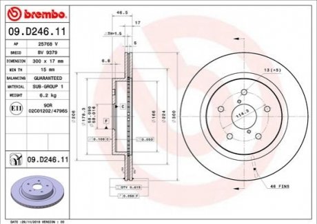 Гальмівний диск BREMBO 09.D246.11