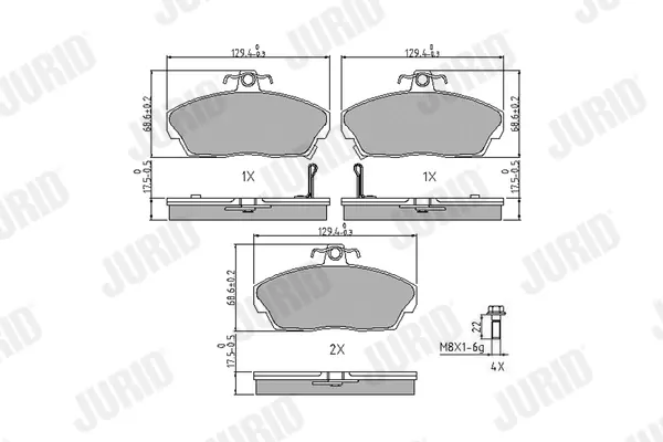 JURID HONDA Колодки тормозные передние Concerto 1.5 16V 90-,Civic VI,VII,Rover 200,400,45,800 Jurid 571438J (фото 1)