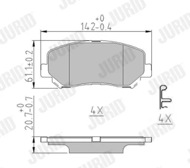 JEEP К-т пер. торми. колодок Cherokee 13- Jurid 573787J