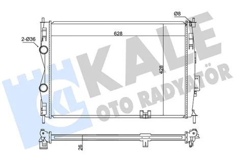 Радіатор охолодження двигуна (паяний) Nissan Qashqai (07-) 2.0dCi KALE OTO RADYATOR Kale oto radyator 342060