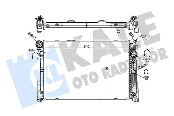 KALE DB Радиатор охлаждения двигателя (АКП) 640*440*32 W204, W212 Kale oto radyator 360180 (фото 1)