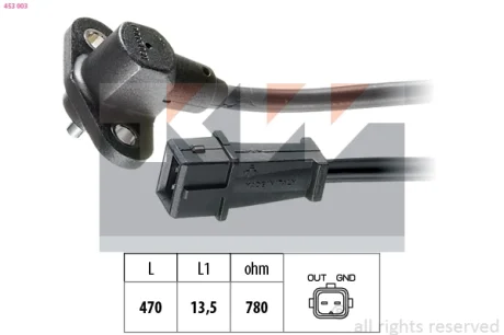 KW Датчик р/вала, к/вала (аналог EPS 1.953.003 /Facet 9.0003) Kw 453 003