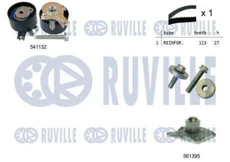 Фото 1 - renault ремкомплект грм с водяным насосом kangoo, megane 02- RUVILLE 5500552 RENAULT Ремкомплект ГРМ с водяным насосом Kangoo, Megane 02- RUVILLE 5500552 (фото 1)