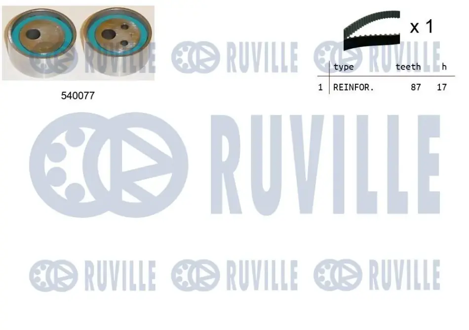 К-кт. ГРМ (ремень+ ролик) Renault Kangoo 1.2 RUVILLE 550010 (фото 1)