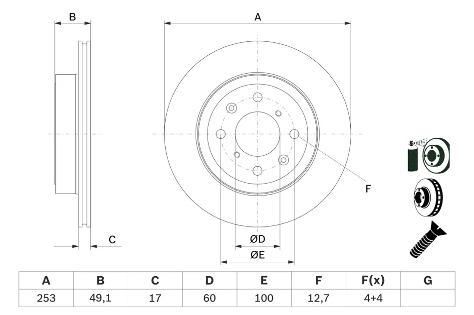 Диск тормозной BOSCH 0986479E75 (фото 1)