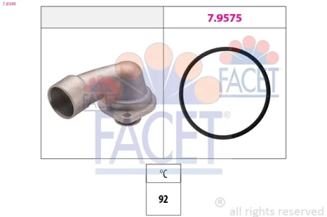 Термостат Opel Omega B, Singum, Vectra A/B/C GTS/SAAB 9-5 2.5-3.2i 93- (92 C) Facet FACET 7.8349