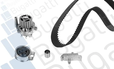 BUGATTI AUDI К-кт ГРМ (помпа+2 ролика + натяж. + 1 ремень) A3 1.9 TDI 00-03, A3 1.9 TDI 00-03, VW GOLF IV 1.9 TDI 00-05 Bugatti KBU10380B