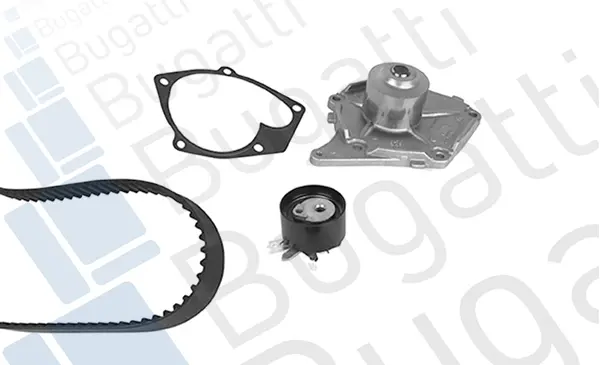 BUGATTI RENAULT К-кт ГРМ (помпа с прокл.+ремень+ролик) MEGANE II 05-08, NISSAN MICRA III 05-10, DACIA LOGAN 06-12 Bugatti KBU10209A (фото 1)