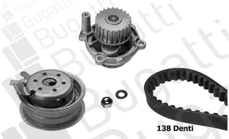 BUGATTI AUDI К-т ГРМ (помпа + ремень + ролик + крепеж) 1,6 A3/A4 VW Golf IV 1,6/2,0 SKODA 1,6/2,0 SEAT Bugatti KBU5112B