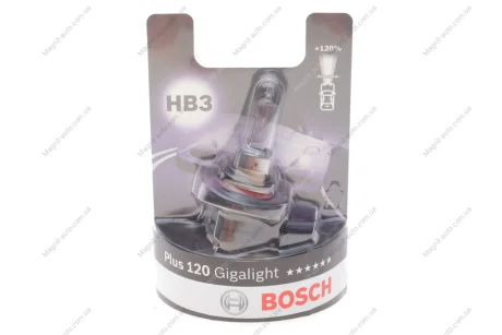 HB3 12V60W Gigalight PLUS 120% автолампа 1шт. BOSCH 1987301131