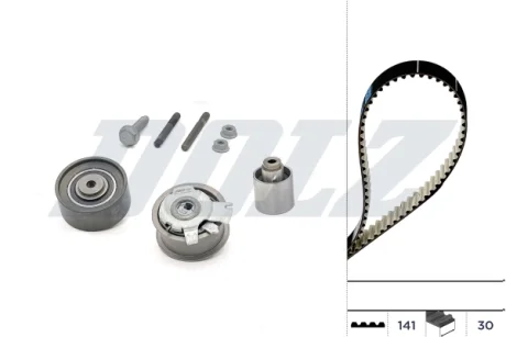 К-кт. ГРМ (рем.+3шт.ролика+крепление) AUDI 2,0TDI: A3/4/6 03- VW 2,0TDI: Golf V, Passat, Touran SKODA SEAT DOLZ SKD047
