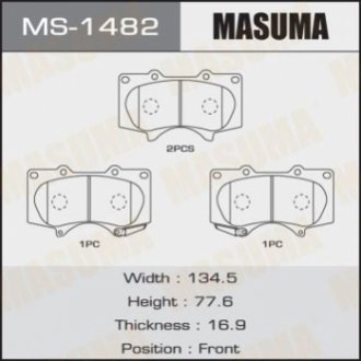 Колодка тормозная передняя Mitsubishi Pajero (06-)/ Toyota Hilux (11-), Land Cruiser Prado (02-09) Masuma MS1482 (фото 1)