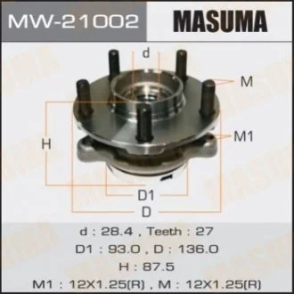 Ступица колеса переднего в сборе с подшипником Infinity FX 35 (02-12) G 37 (08-), M 37 (10-) 4WD Masuma MW21002