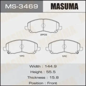 Колодка тормозная передняя Mitsubishi ASX (10-), Grandis (03-09), Lancer (07-15), Outlander (08-) MASUMA Masuma MS3469