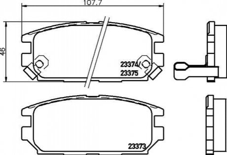 Колодки тормозные дисковые задние Mitsubishi Galant, Lancer 1.8, 2.0, 2.5 (96-03) Nisshinbo NP3034 (фото 1)
