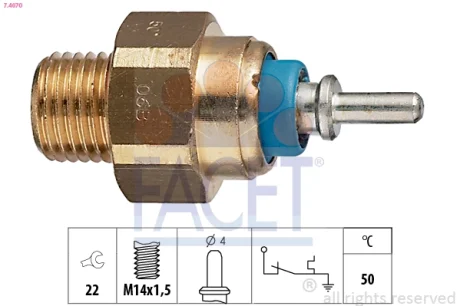 Датчик вмикання вентилятора Mercedes Benz W124/201/T1/T2 M102/OM602/603 (77-) Facet FACET 7.4070