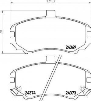Колодки тормозные дисковые передние Hyundai Elantra 1.6, 1.8, 2.0 (00-06) Nisshinbo NP6079 (фото 1)