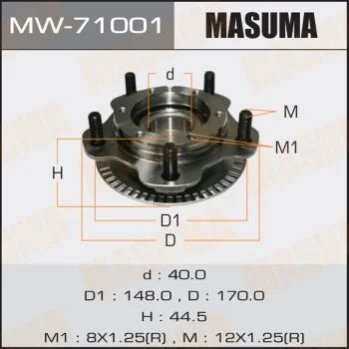 Ступица колеса переднего в сборе с подшипником Suzuki Grand Vitara (-05) MASUMA Masuma MW71001 (фото 1)
