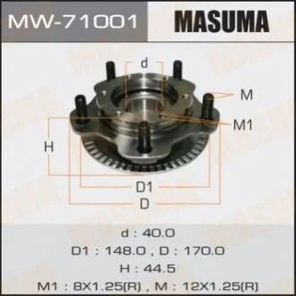 Ступица колеса переднего в сборе с подшипником Suzuki Grand Vitara (-05) MASUMA Masuma MW71001