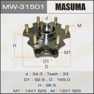 Ступица колеса заднего в сборе с подшипником Mitsubishi Pajero (06-) Masuma MW31501