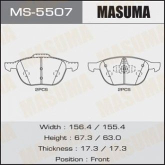 Колодка тормозная передняя Ford Focus (04-)/ Mazda 3 (03-), 5 (05-15) Masuma MS5507 (фото 1)
