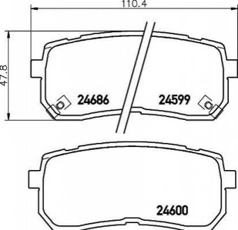 Колодки тормозные дисковые задние Hyundai H-1, ix55 2.5, 3.0 (08-) Nisshinbo NP6033 (фото 1)