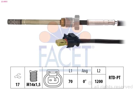 Датчик температури відпрацьованих газів MB Sprinter (906) 2.1D-3.2D 03- Facet FACET 22.0055