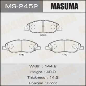 Колодка тормозная передняя Nissan Note (05-12), Tida (04-12) Masuma MS2452