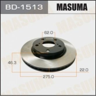 Диск тормозной передний Toyota Corolla (06-) (Кратно 2 шт) Masuma BD1513 (фото 1)