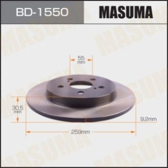 Диск тормозной задний Toyota Prius (09-15) (Кратно 2 шт) Masuma BD1550 (фото 1)