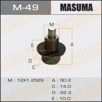 Пробка сливная поддона (с шайбой 12х1.25mm) Subaru/ Toyota Masuma M49