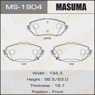 Колодка тормозная передняя Toyota Auris, Corolla (13-) Masuma MS1904 (фото 1)